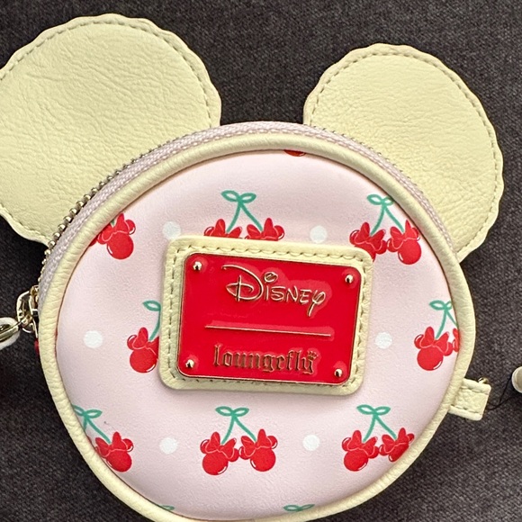 Disney Loungefly  Cherry Mickey Ears Coin Purse - Yellow Pink - Picture 5 of 9